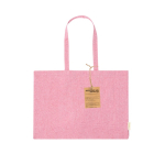 Borsa con soffietto in cotone riciclato con manici lunghi 220g/m² color rosa prima vista