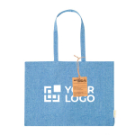 Borsa con soffietto in cotone riciclato con manici lunghi 220g/m² vista area di stampa