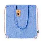 Zainetto con coulisse e manici lunghi in cotone GRS 140 g/m² Fairtrade color blu prima vista