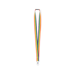 Lanyard con trama arcobaleno in poliestere con chiusura di sicurezza color multicolore prima vista