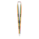 Lanyard con trama arcobaleno in poliestere con chiusura di sicurezza vista area di stampa