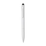 Penna in alluminio riciclato con gommino touchscreen e inchiostro blu color argento