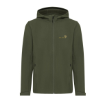 Giubbino softshell da uomo da 300 g/m² con tessuto a 3 strati Iqoniq color cachi vista con logo