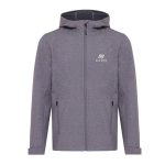 Giubbino softshell da uomo da 300 g/m² con tessuto a 3 strati Iqoniq color grigio jeansato vista con logo
