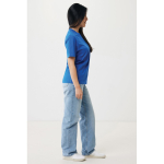 Maglietta unisex in cotone organico e riciclato da 160 g/m² Iqoniq color blu reale quarta vista con modello