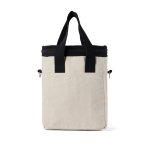 Borsa termica in tela riciclata da 500 g/m² con tracolla e maniglie color bianco sporco seconda vista