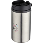 Bicchiere termico in acciaio inox riciclato con tappo a vite 250ml color argento opaco vista con stampa tampografica