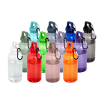 Borraccia in plastica riciclata trasparente con moschettone 400ml seconda vista in vari colori