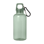 Borraccia in plastica riciclata trasparente con moschettone 400ml seconda vista frontale