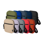 Borsa a tracolla in poliestere riciclato impermeabile con varie tasche seconda vista in vari colori