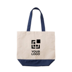 Borsa con fondo e manici colorati abbinati in cotone da 280 g/m² color nero vista area di stampa