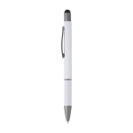 Penna touch in alluminio con impugnatura in carta ed inchiostro blu color bianco prima vista