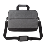 Borsa cartella in poliestere 600D con tasca per portatile da 15” color grigio prima vista