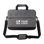 Borsa cartella in poliestere 600D con tasca per portatile da 15” color grigio vista area di stampa