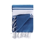 Pareo bicolore in cotone e poliestere per 2 persone 200 g/m² color blu terza vista