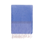 Pareo monocolore con frange in cotone riciclato e organico 200 g/m² color blu prima vista