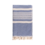 Pareo con motivo a righe in cotone riciclato da 200 g/m² color blu seconda vista
