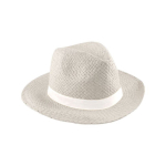 Cappello di carta classico a tesa larga con nastro personalizzabile color naturale prima vista