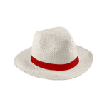 Cappello di carta classico a tesa larga con nastro personalizzabile color naturale terza vista