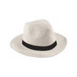 Cappello di carta classico a tesa larga con nastro personalizzabile color naturale quinta vista