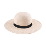 Cappello di carta da donna a tesa larga con nastro personalizzabile color naturale quinta vista