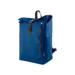 Zaino roll-top in poliestere con tasca verticale sul davanti color blu mare seconda vista