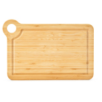 Tagliere in bambù con maniglia angolare per servire color naturale vista frontale