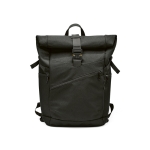 Zaino da 28 litri in rPET con chiusura superiore roll top con fibbia color nero