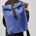 Zaino impermeabile in cotone riciclato per laptop da 17'' 23L color blu seconda vista