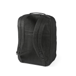Zaino da 27l con tasca per pc in cotone riciclato cerato da 230g/m² color nero seconda vista