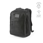 Zaino da 27l con tasca per pc in cotone riciclato cerato da 230g/m² color nero