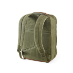 Zaino da 27l con tasca per pc in cotone riciclato cerato da 230g/m² color verde militare seconda vista