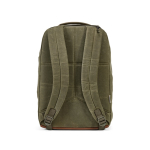 Zaino da 27l con tasca per pc in cotone riciclato cerato da 230g/m² color verde militare vista posteriore