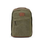 Zaino da 27l con tasca per pc in cotone riciclato cerato da 230g/m² color verde militare vista frontale