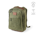 Zaino da 27l con tasca per pc in cotone riciclato cerato da 230g/m² color verde militare