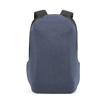 Zaino da 20 litri in rPET e tessuto antitaglio con chiusura TSA nascosta 15,6” color blu vista frontale