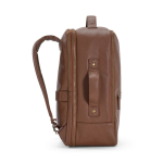 Zaino elegante in pelle riciclata con tasca espandibile per PC 17'' color marrone scuro vista laterale