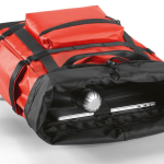 Zaino ecologico impermeabile con chiusura magnetica per PC 17” color rosso terza vista dettaglio