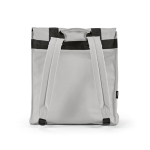 Zaino in pelle sintetica riciclata e plastica riciclata per PC da 17” color grigio chiaro vista posteriore