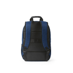 Zaino da 18l in rPET 300D con tasca frontale con zip e tasca laterale 15,6” color blu vista posteriore