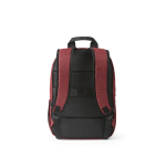 Zaino da 18l in rPET 300D con tasca frontale con zip e tasca laterale 15,6” color rosso vista posteriore