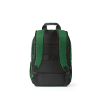 Zaino da 18l in rPET 300D con tasca frontale con zip e tasca laterale 15,6” color verde vista posteriore