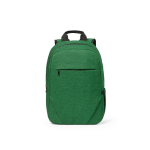 Zaino da 18l in rPET 300D con tasca frontale con zip e tasca laterale 15,6” color verde vista frontale