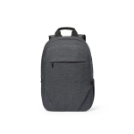 Zaino da 18l in rPET 300D con tasca frontale con zip e tasca laterale 15,6” color grigio scuro vista frontale