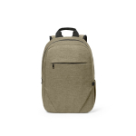 Zaino da 18l in rPET 300D con tasca frontale con zip e tasca laterale 15,6” color camel vista frontale