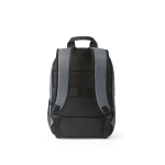 Zaino da 18l in rPET 300D con tasca frontale con zip e tasca laterale 15,6” color grigio chiaro vista posteriore