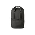 Zaino da 18 litri in poliestere riciclato con tasca per pc portatile color nero vista frontale
