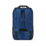 Zaino da 18 litri in poliestere riciclato con tasca per pc portatile color blu vista posteriore
