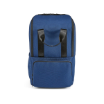 Zaino da 18 litri in poliestere riciclato con tasca per pc portatile color blu seconda vista frontale