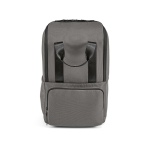 Zaino da 18 litri in poliestere riciclato con tasca per pc portatile color grigio seconda vista frontale